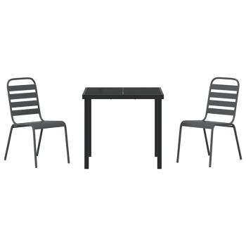 Garten Essgruppe 3 pcs Dunkelgrau Stahl