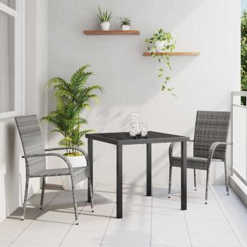ARDEBO.de - Garten Essgruppe 3 pcs Grau Poly Rattan