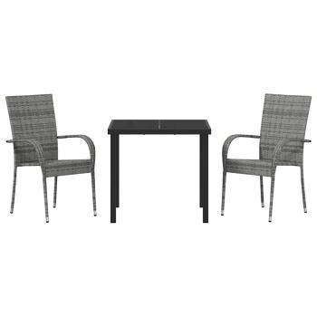 Garten Essgruppe 3 pcs Grau Pulverbeschichteter Stahl