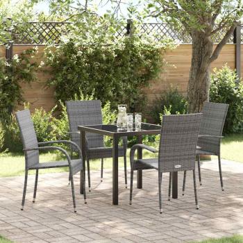 ARDEBO.de - Garten Essgruppe 5 pcs Grau Poly Rattan
