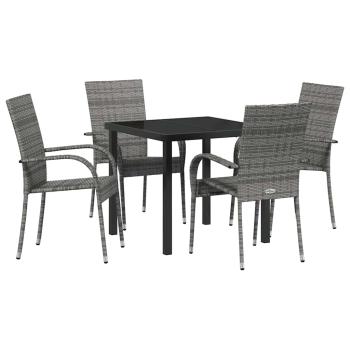 Garten Essgruppe 5 pcs Grau Poly Rattan