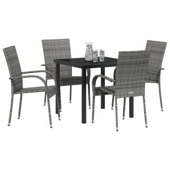 Garten Essgruppe 5 pcs Grau Poly Rattan