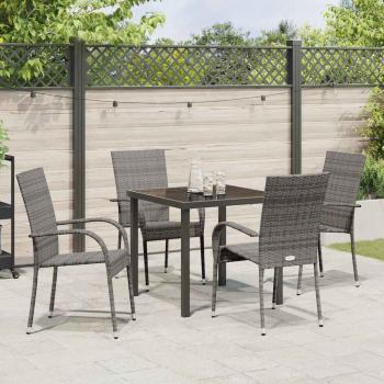 Garten Essgruppe 5 pcs Grau Poly Rattan