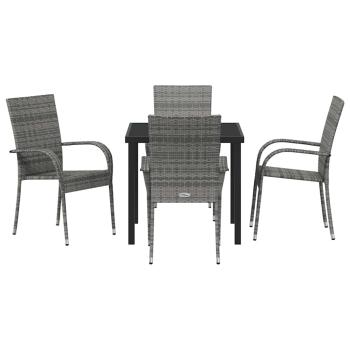 Garten Essgruppe 5 pcs Grau Poly Rattan