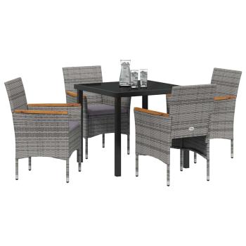 ARDEBO.de - Garten Essgruppe mit Kissen 5 pcs Grau Poly Rattan