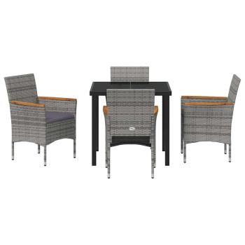 Garten Essgruppe mit Kissen 5 pcs Grau Poly Rattan