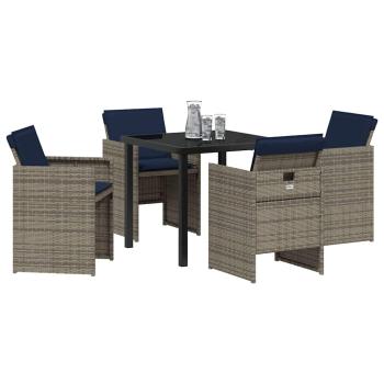 Garten Essgruppe mit Kissen 5 pcs Grau Poly Rattan
