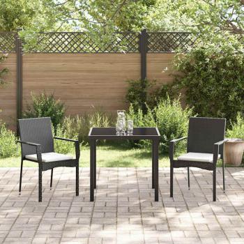 Garten Essgruppe mit Kissen 3 pcs Schwarz Poly Rattan
