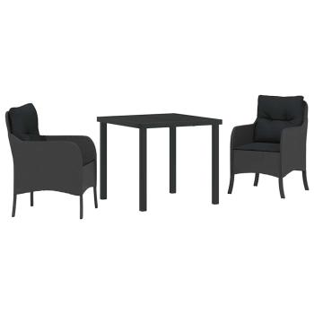 Garten Essgruppe mit Kissen 3 pcs Schwarz Poly Rattan