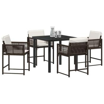 ARDEBO.de - Garten Essgruppe 5 pcs Braun Poly-Rattan