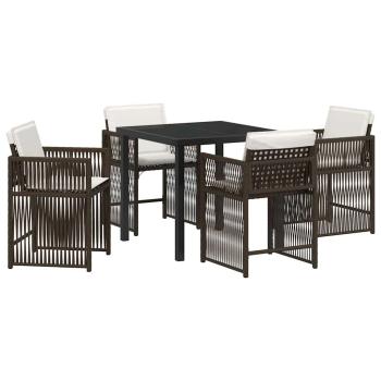 Garten Essgruppe 5 pcs Braun Poly-Rattan