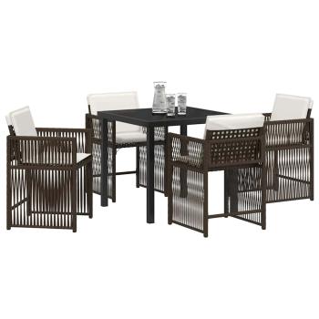 Garten Essgruppe 5 pcs Braun Poly-Rattan