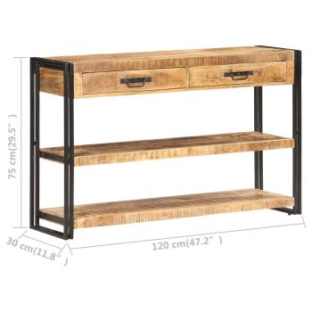 Sideboard 120x30x75 cm Raues Mango-Massivholz