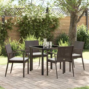ARDEBO.de - Garten Essgruppe 5 pcs Braun Poly Rattan
