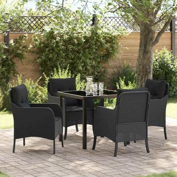 ARDEBO.de - Garten Essgruppe mit Kissen 5 pcs Schwarz Poly Rattan