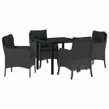Garten Essgruppe mit Kissen 5 pcs Schwarz Poly Rattan