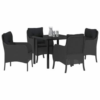 Garten Essgruppe mit Kissen 5 pcs Schwarz Poly Rattan