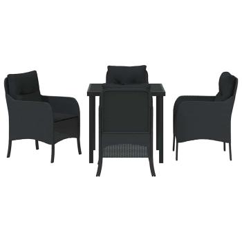 Garten Essgruppe mit Kissen 5 pcs Schwarz Poly Rattan