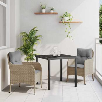 ARDEBO.de - Garten Essgruppe mit Kissen 3 pcs Beige Poly Rattan