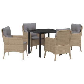 Garten Essgruppe mit Kissen 5 pcs Beige Poly Rattan