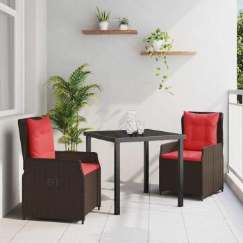ARDEBO.de - Garten Essgruppe 3 pcs Braun Poly Rattan