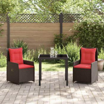 Garten Essgruppe 3 pcs Braun Poly Rattan