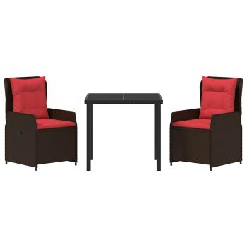 Garten Essgruppe 3 pcs Braun Poly Rattan