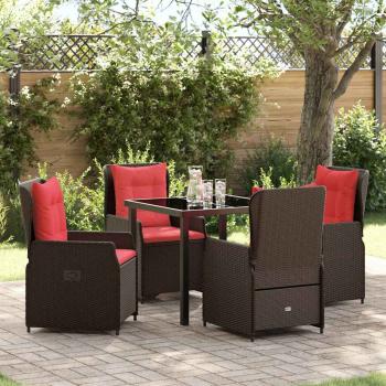 ARDEBO.de - Garten Essgruppe 5 pcs Braun Poly Rattan