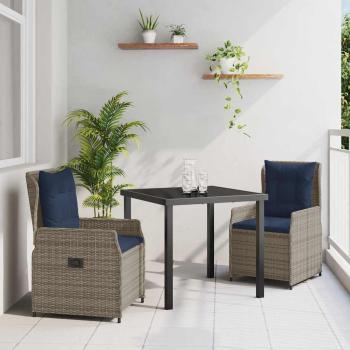 ARDEBO.de - Garten Essgruppe 3 pcs Grau Poly Rattan