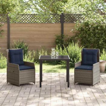 Garten Essgruppe 3 pcs Grau Poly Rattan