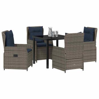 Garten Essgruppe 5 pcs Grau Poly Rattan