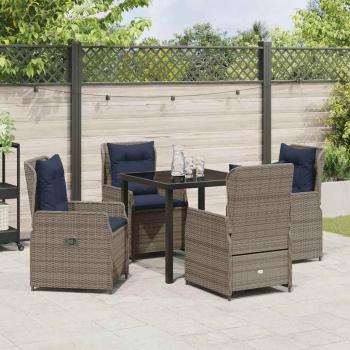 Garten Essgruppe 5 pcs Grau Poly Rattan