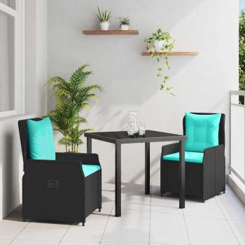 ARDEBO.de - Garten Essgruppe 3 pcs Schwarz Poly Rattan