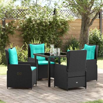 ARDEBO.de - Garten Essgruppe 5 pcs Schwarz Poly Rattan