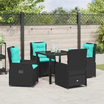 Garten Essgruppe 5 pcs Schwarz Poly Rattan