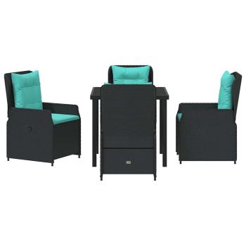 Garten Essgruppe 5 pcs Schwarz Poly Rattan