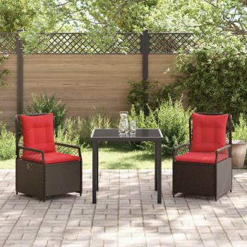 Garten Essgruppe 3 pcs Braun Poly-Rattan