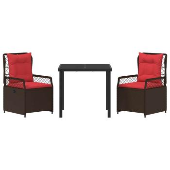 Garten Essgruppe 3 pcs Braun Poly-Rattan