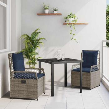 ARDEBO.de - Garten Essgruppe 3 pcs Grau Poly-Rattan