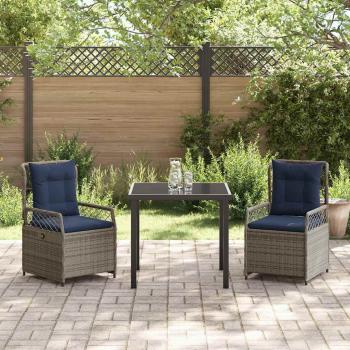 Garten Essgruppe 3 pcs Grau Poly-Rattan