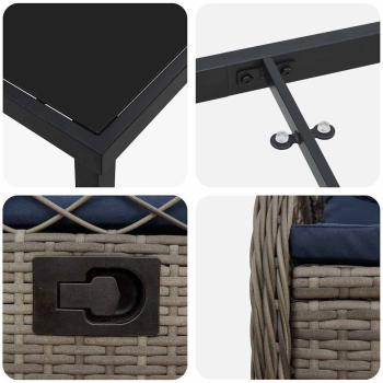 Garten Essgruppe 3 pcs Grau Poly-Rattan