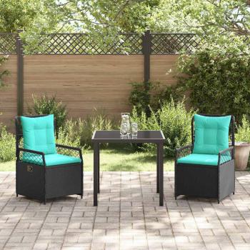 Garten Essgruppe 3 pcs Schwarz Poly-Rattan