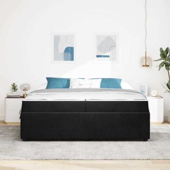 Bettgestell mit Matratze mit Matratze Schwarz 200 x 200 cm Samt