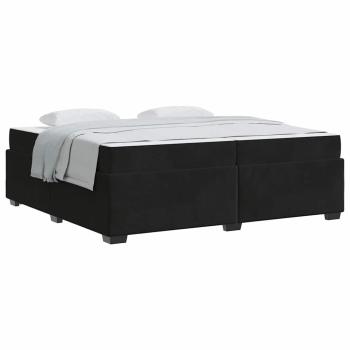 Bettgestell mit Matratze Schwarz 200 x 200 cm Samt