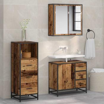 ARDEBO.de - Badezimmermöbel Set mit Regal 3 pcs Altholz 35 x 37,5 x 100 cm