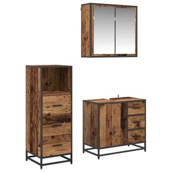 Badezimmermöbel Set mit Regal 3 pcs Altholz 35 x 37,5 x 100 cm