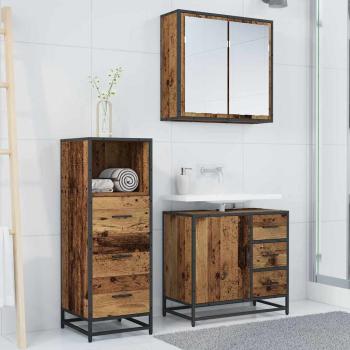 Badezimmermöbel Set mit Regal 3 pcs Altholz 35 x 37,5 x 100 cm