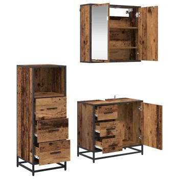 Badezimmermöbel Set mit Regal 3 pcs Altholz 35 x 37,5 x 100 cm