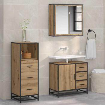 ARDEBO.de - Badezimmermöbel Set 3 pcs Eiche handwerklich 35 x 37,5 x 100 cm