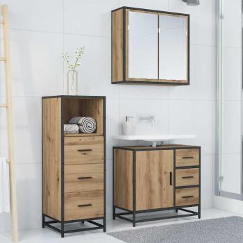 Badezimmermöbel Set 3 pcs Eiche handwerklich 35 x 37,5 x 100 cm